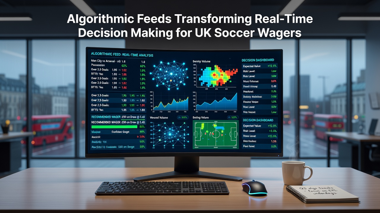 Algorithmic data feeds displaying live soccer odds and metrics on a digital interface used by UK bettors