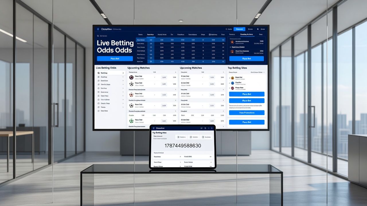 Mobile phone displaying live betting interface with real-time sports odds