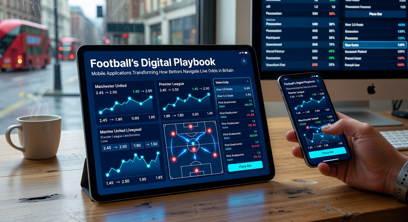 Mobile app interface showing real-time football live odds and betting markets on a smartphone screen