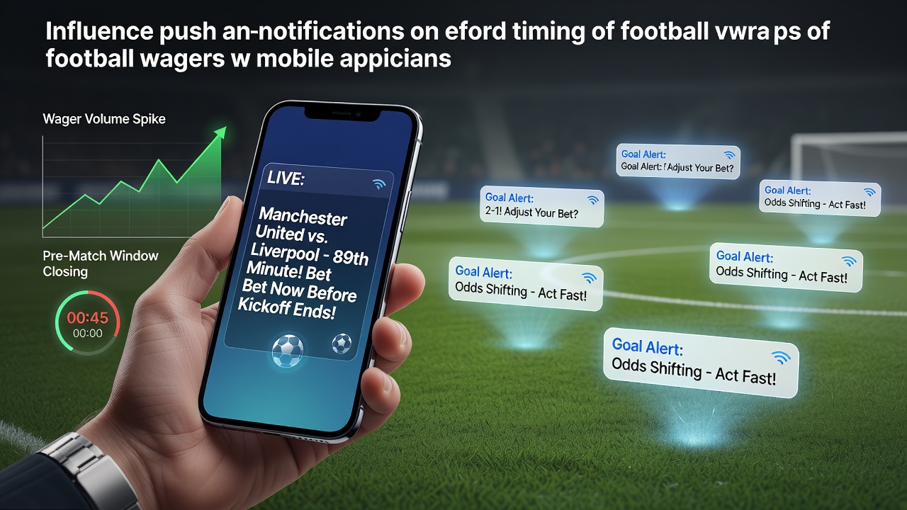 Smartphone displaying football betting app interface with incoming push notification about live match odds