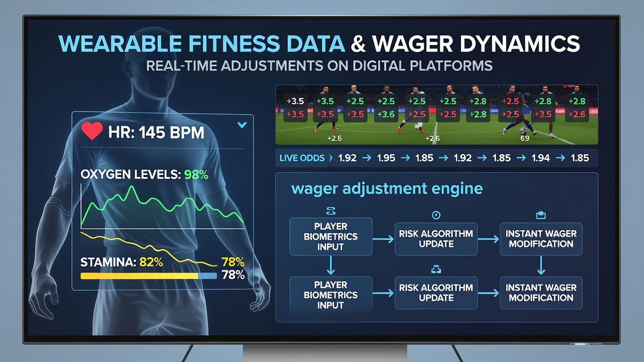Football players wearing GPS and heart rate monitors during a match with data overlays showing performance metrics