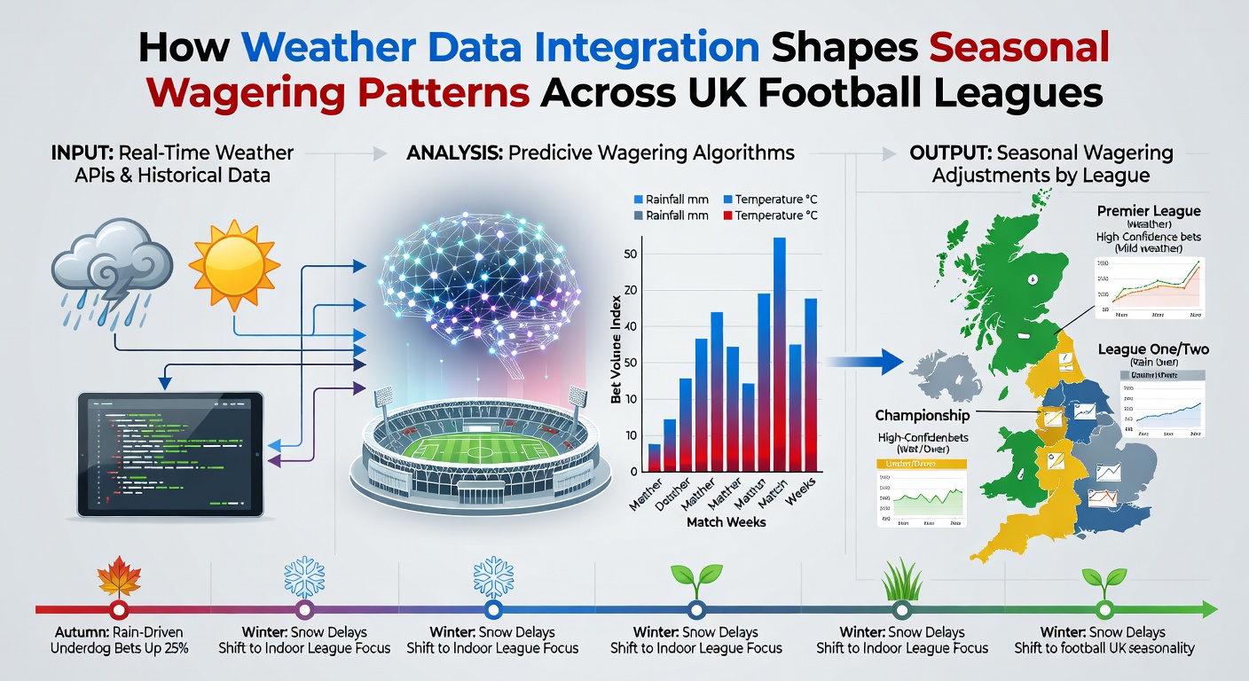 Visualization of weather data overlays on UK football pitch conditions during winter matches