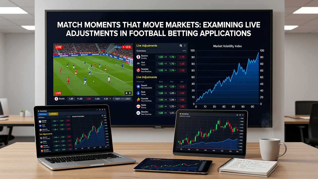 Close-up of live football odds fluctuating on a smartphone screen after a goal is scored