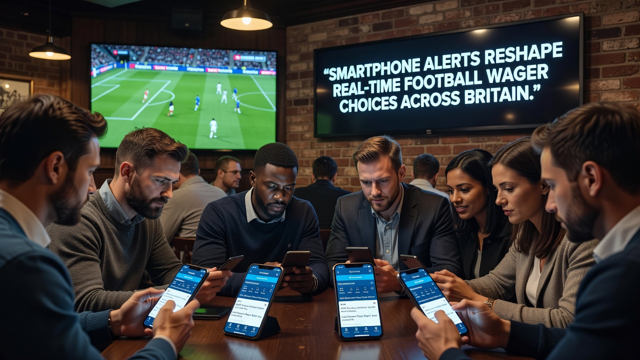 Bettors reviewing smartphone alerts during a live football match