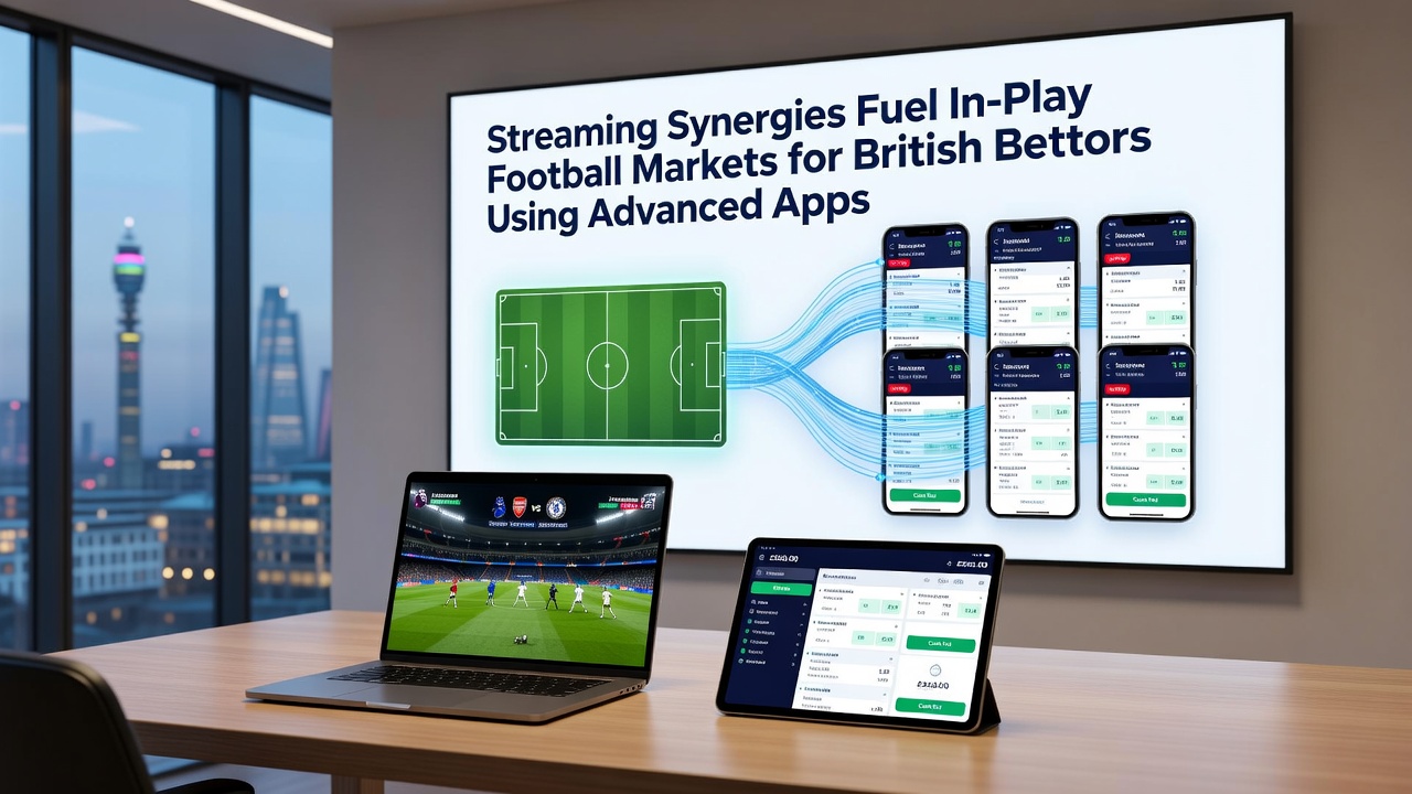 Close-up view of a mobile app interface showing live football stream alongside real-time in-play betting markets